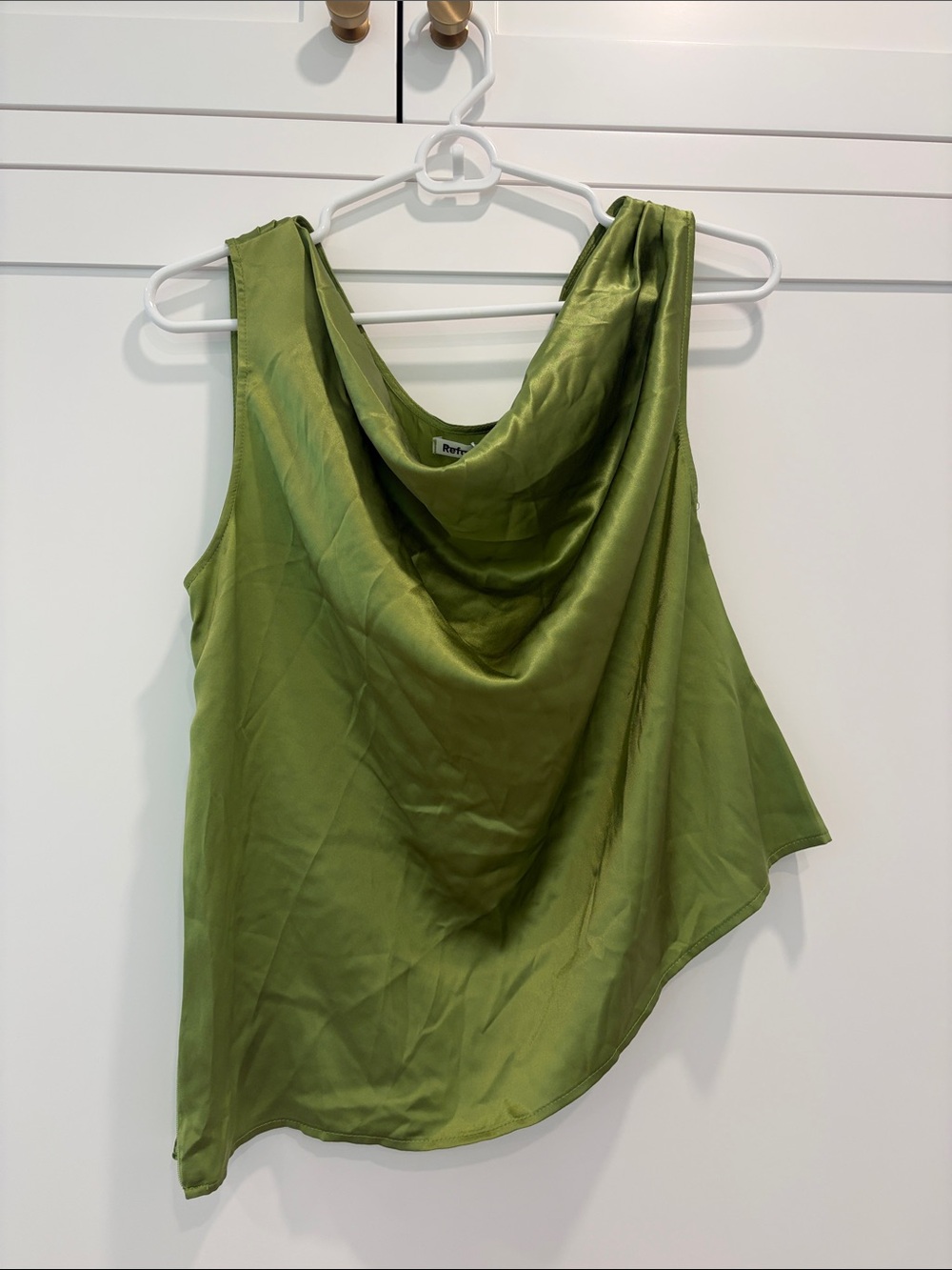 Reformation Green Annika Silk Top